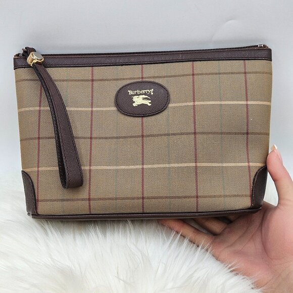 Burberry Brown Plaid Clutch - Picture 1 of 15